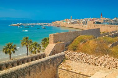 Acre Akko 'nun şehri, İsrail' in antik bir liman şehri. Yüksek Kalite Resim