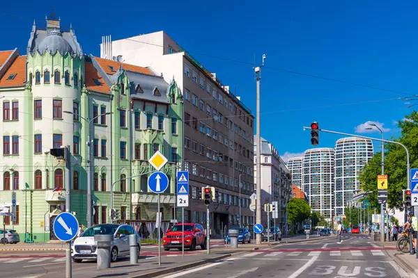 Stock image Bratislava, Slovakia - 12 May 2024: View of Dostoevsky Street, one of the main streets of the city