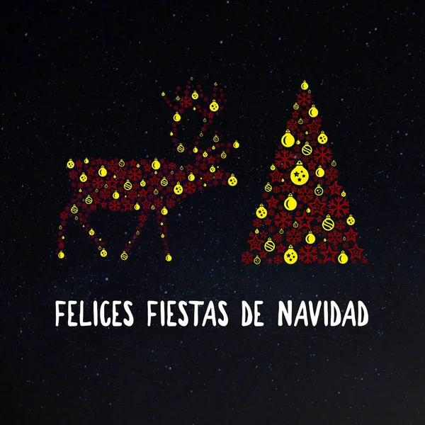 Квадратна Вітальня Бажає Щасливого Різдва Написаного Іспанською Мовою Ялинкою Північним — стокове фото