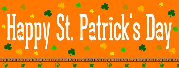 패트릭의 Happy Patricks Day 필도로 작성되어 있으며 오렌지 배경에 프라이등 — 스톡 사진
