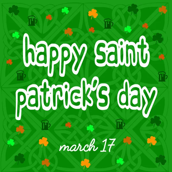 Happy Patrick Day Marche English White Calligraphy Font Many Green — стокове фото