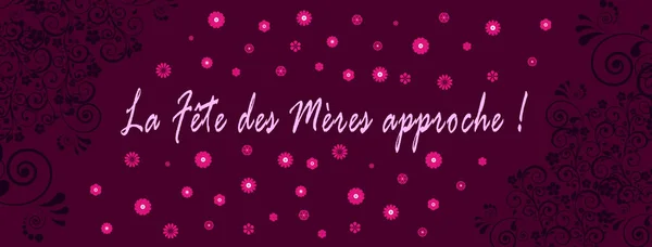 Tarjeta Púrpura Para Día Madre Pronto Escrito Francés Fuente Rosa — Foto de Stock