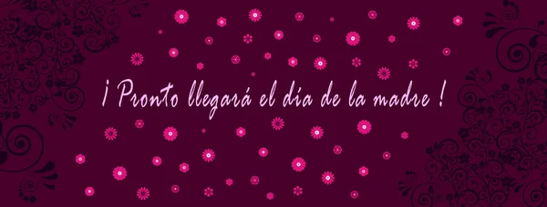Фіолетова Картка День Матері Незабаром Написана Іспанською Мовою Рожевим Шрифтом — стокове фото