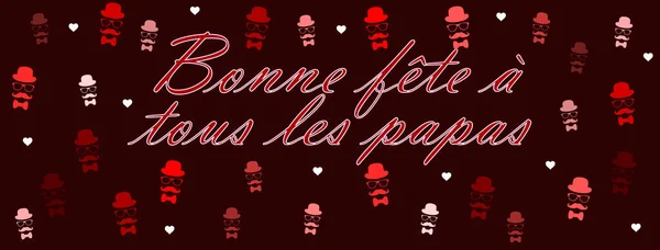 Sötét Lap Apák Napjára Franciául Sok Piros Fehér Szimbólummal Férfi — Stock Fotó