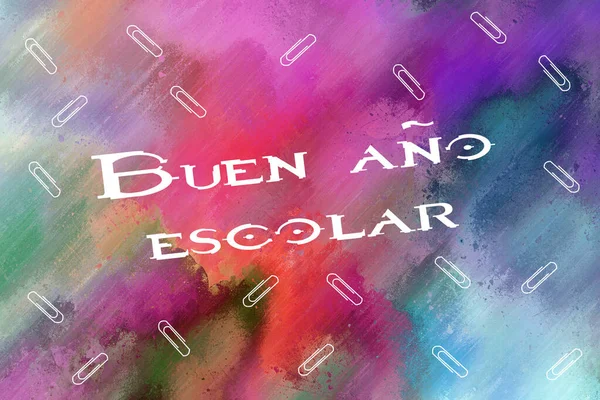 Goede Start Voor Nieuw Schooljaar Geschreven Het Spaans Wit Lettertype — Stockfoto