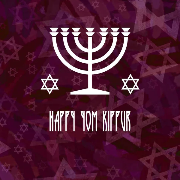 Biglietto Auguri Quadrato Happy Yom Kippur Scritto Inglese Con Candelabro — Foto Stock