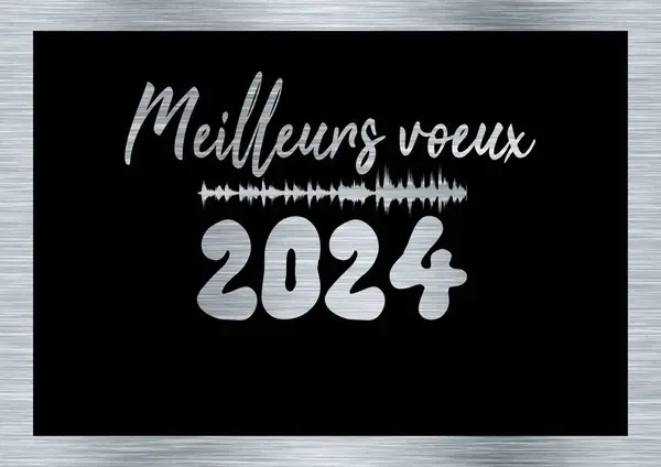 Ezüst Fekete Kívánság Kártya 2024 Írt Francia Hanghullámmal Meilleurs Voeux Stock Fotó