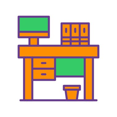 Office Table Creative Icons Desig