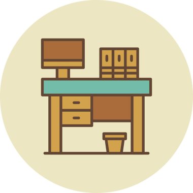 Office Table Creative Icons Desig