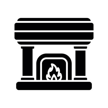 Ateş ve yanan mumlarla şömine vektör çizimi tasarımı