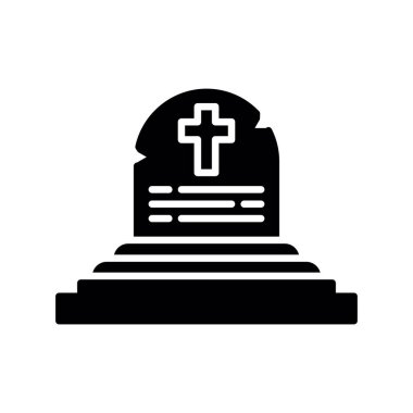 Ağ ve mobil uygulama tasarımınız için beyaz arkaplanda izole edilmiş mezar taşı simgesi vektörü, mezar taşı logosu kavramı