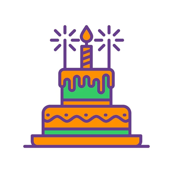 Tort Urodzinowy Kreatywne Ikony Desig — Wektor stockowy