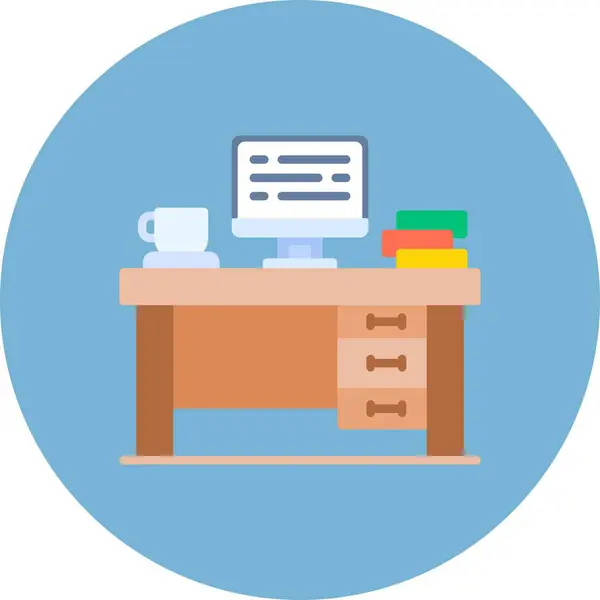 Office Desk Creative Icons Desig — Vettoriale Stock