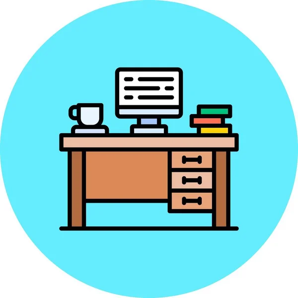 Office Desk Creative Icons Desig — Vettoriale Stock