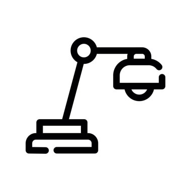 Robotik kol ikonu vektörü. İnce çizgi işareti. izole edilmiş sınır sembolü çizimi