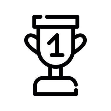 Ödül kupası ikonu vektörü. Ödül kupasının ana hatları. izole edilmiş sınır sembolü çizimi