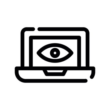 dizüstü bilgisayar vektörü ince çizgi simgesi