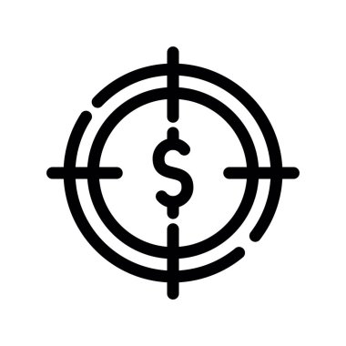 Dolar hedefi ince çizgi vektör simgesi