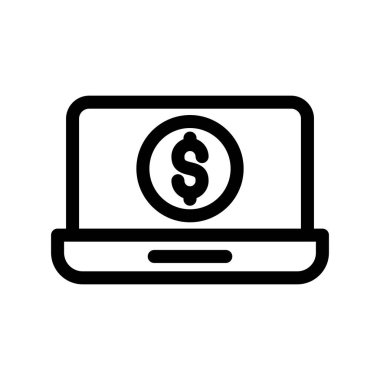 Dolar simgesi olan bilgisayar. vektör illüstrasyonu