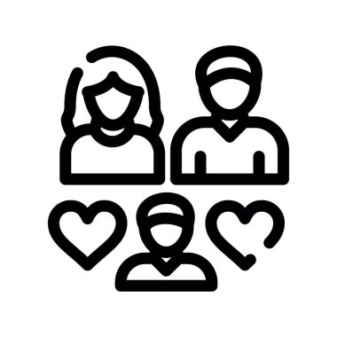 kalp çizgisi simgesi, vektör illüstrasyonu olan bir grup insan