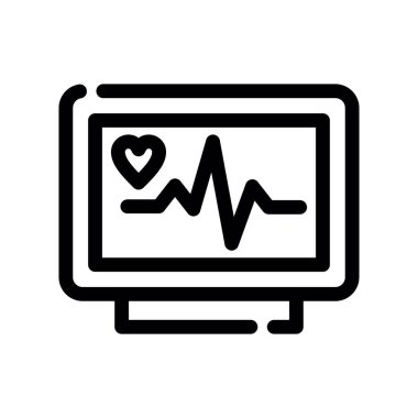 kalp monitörü çizgi simgesi, konsept işareti, sembol illüstrasyon vektörü illüstrasyonu, dış hat biçimi.