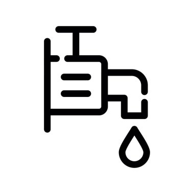 Su musluğu simgesi vektörü. İnce çizgi işareti. izole edilmiş sınır sembolü çizimi