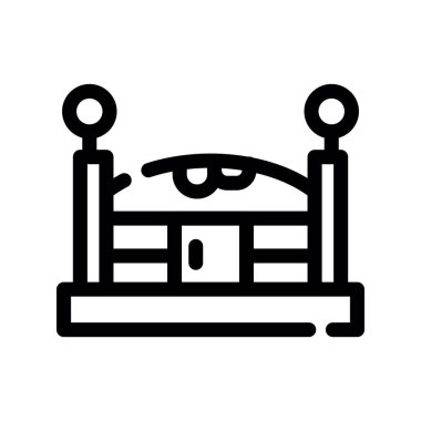 Otel simgesi vektörü beyaz arkaplanda izole edildi, otel şeffaf işareti, işaret ya da sembol