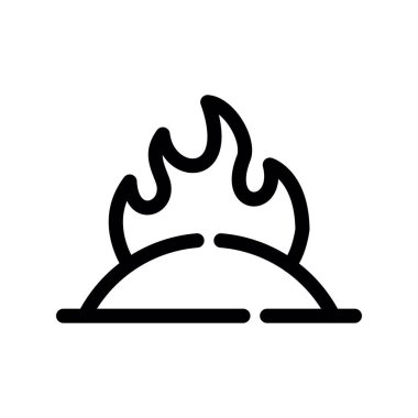 Beyaz arkaplanda izole edilmiş ana hat biçiminde ateş alevi simgesi