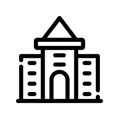 okul inşa çizgisi biçim simgesi tasarımı, eğitim ve okul temalı vektör illüstrasyonu