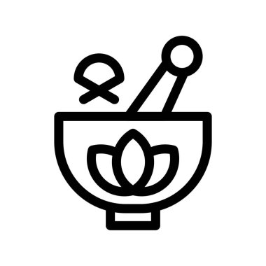 Çorba ikonlu kase, çizgi tarzı.