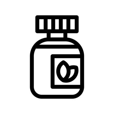 İlaç satırı biçiminde ikon tasarımı, tıbbi bakım ve sağlık teması illüstrasyonlu kavanoz