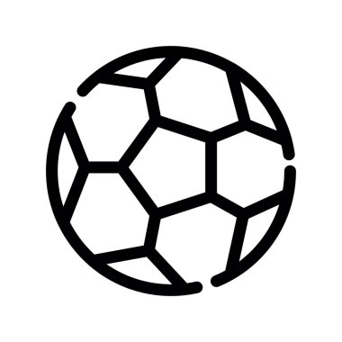 Futbol topu simgesi, beyaz arkaplan vektör illüstrasyonunda izole edilmiş ince çizgi tasarımı