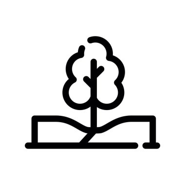 Beyaz arkaplanda izole edilmiş ağaç simgesi, şeffaf işaret, çizgi veya semboller ana hatlar biçiminde imzalanır