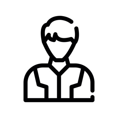 Saç stili ikon vektörü olan bir adam. İnce çizgi işareti. izole edilmiş sınır sembolü çizimi