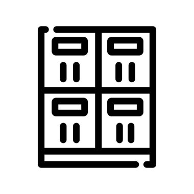 Dolap simgesi vektörü. İnce çizgi sembolü. izole edilmiş sınır sembolü çizimi