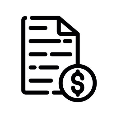 Para simgesi vektör illüstrasyonlu belge