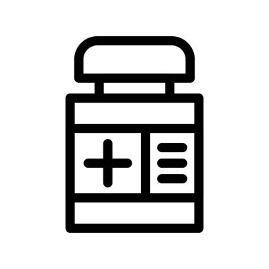 Tıbbi hap ikon vektörü. İnce çizgi işareti. izole edilmiş sınır sembolü çizimi