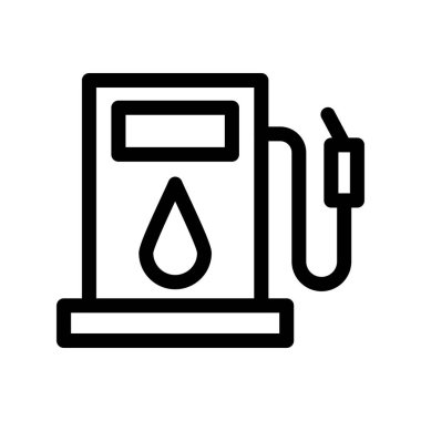 Benzin istasyonu ikonu. Beyaz arkaplanda izole edilmiş web için benzinlik vektör simgesinin özeti