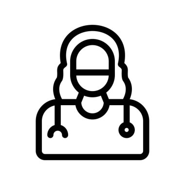 Şeffaf bir arkaplanda doktor vektör çizimi. Birinci kalite semboller. Konsept ve grafik tasarım için ince çizgi simgesi.