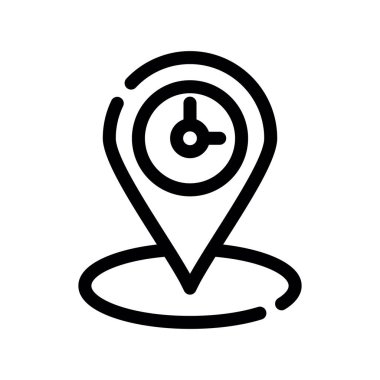 Konum kodu simgesi, vektör. konum pin vektör işareti kontur simgesi siyah illüstrasyon