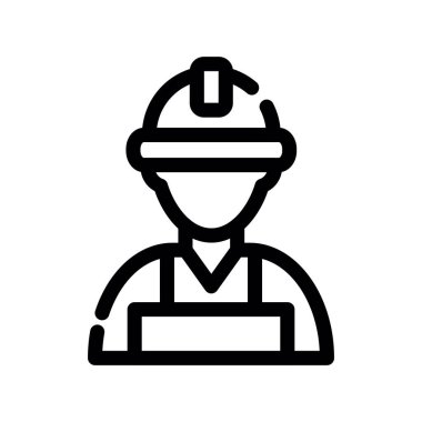 İnşaat mühendisi ikon vektörü. İnce çizgi işareti. izole edilmiş sınır sembolü çizimi