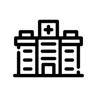 Hastane hastane simgesi vektörü web ve mobil uygulama tasarımınız için beyaz arkaplanda izole edildi, tıbbi logo kavramı,