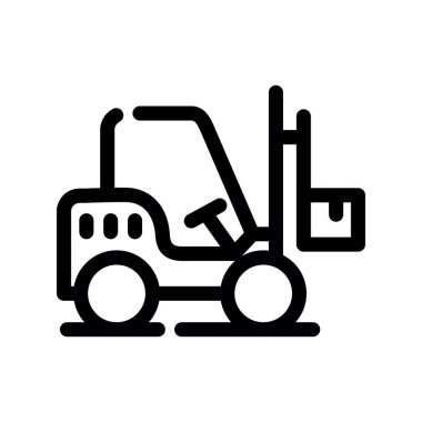 Forklift simgesi beyaz arkaplanda izole edilmiş modaya uygun düz tasarım