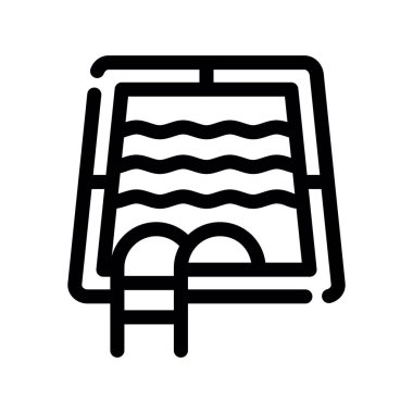 yüzme havuzu vektörü ince çizgi simgesi