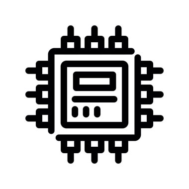 Beyaz arkaplanda izole edilmiş cpu simgesi vektörü, transparan işaret, işaret sembolü, taslak biçiminde doğrusal biçim ögesi