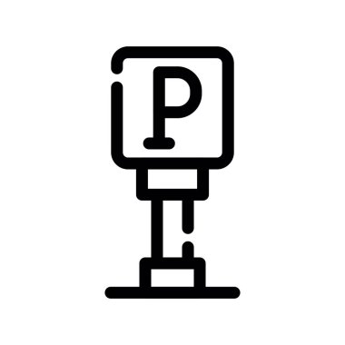 Park yeri ikonu vektörü. İnce çizgi işareti. izole edilmiş sınır sembolü çizimi