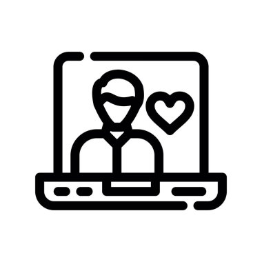 dizüstü bilgisayar vektörü ince çizgi simgesi