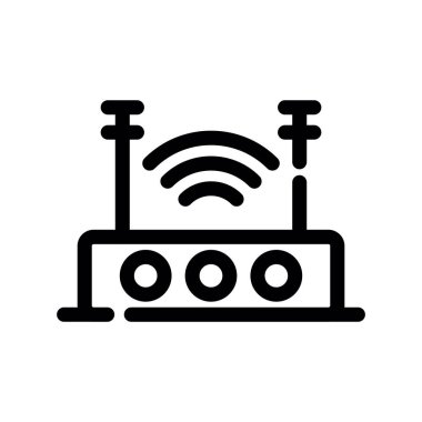 Kablosuz yönlendirici simgesi. Beyaz arkaplanda izole edilmiş web tasarımı için kablosuz yönlendirici vektör simgesi
