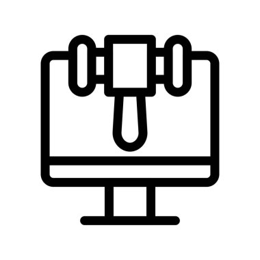 Dambıl çizgisi vektör illüstrasyonlu bilgisayar monitörü