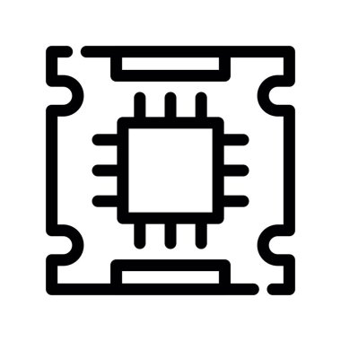 Cpu çip simgesi dış hat vektörü. Bilgisayar çipi. bilgisayar